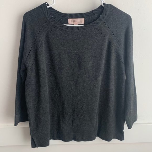 Philosophy Dark Gray Quarter Sleeve Sweater - Picture 3 of 8